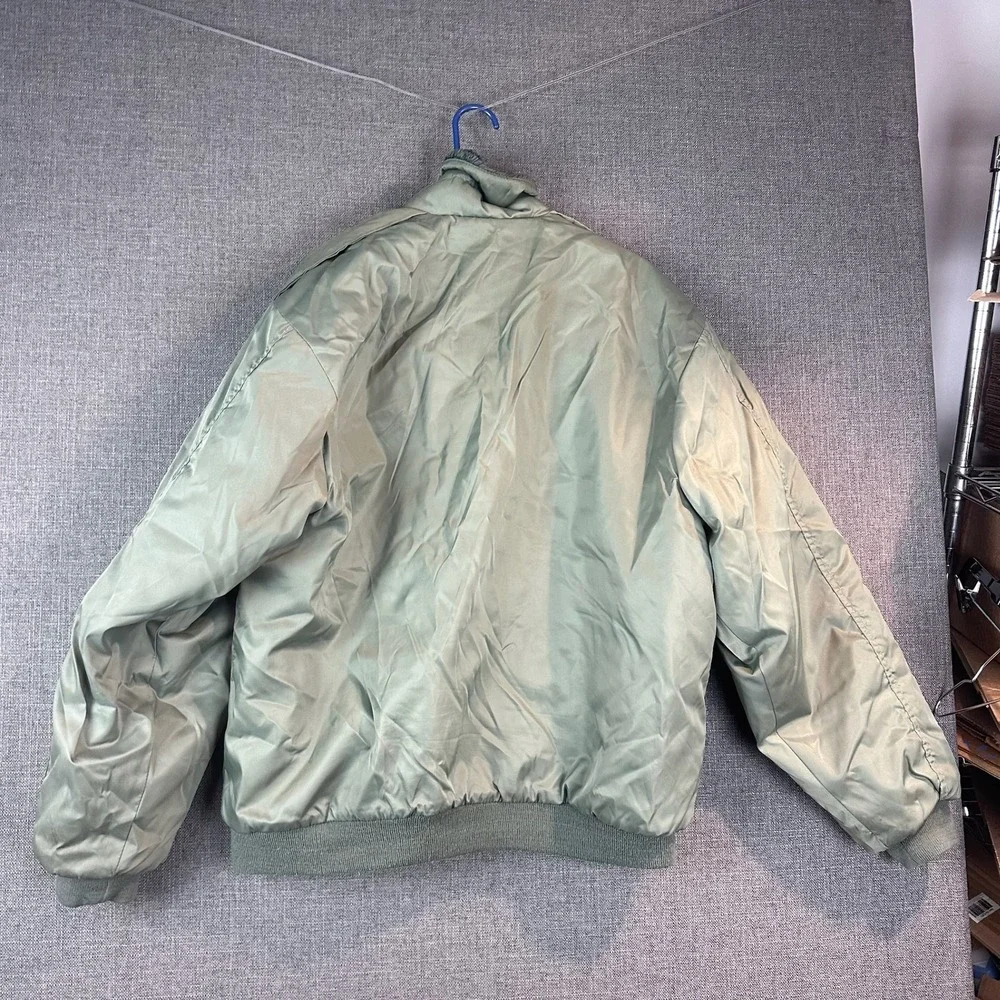 Vintage Olive Green‎ Bomber Jacket with Faux Fur Collar Military Style